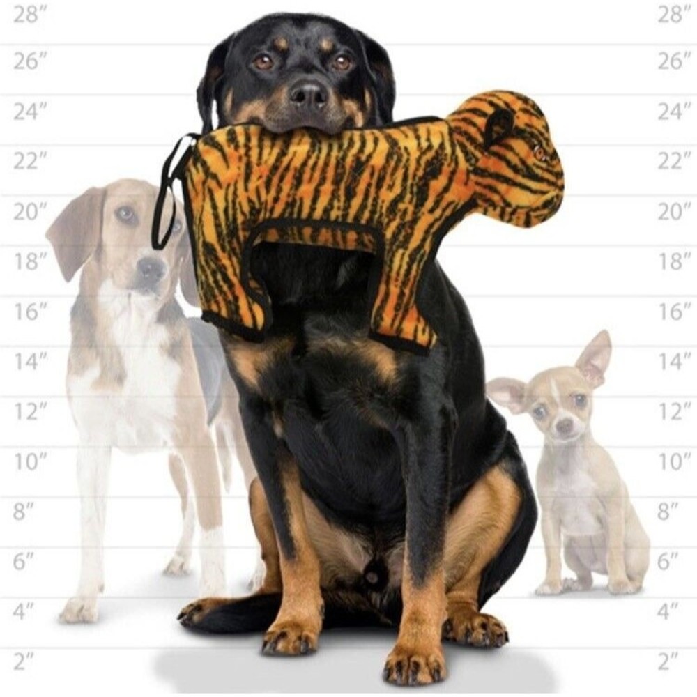 Tuffy Dog Toys ~ T-Z Tiger ~ Zoo Series ~ 16”x 12”x 6” ~ No Squeaker ~ Big Dogs